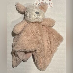 Oobles Pink & White Puppy Dog Plush Lovey Security Blanket Pink Eye Patch NEW